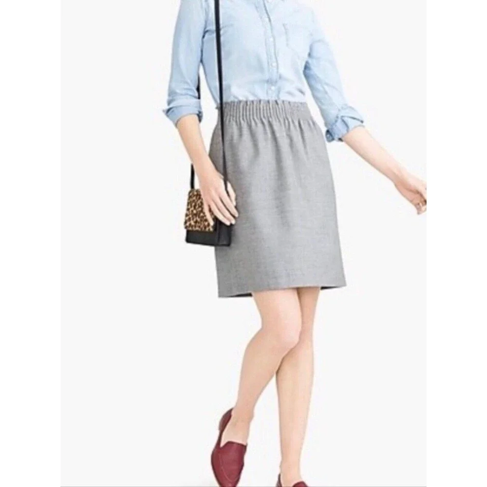 J. Crew Gray Pull On Stretch Waist Wool Blend Sidewalk Skirt - Size 10 Womens